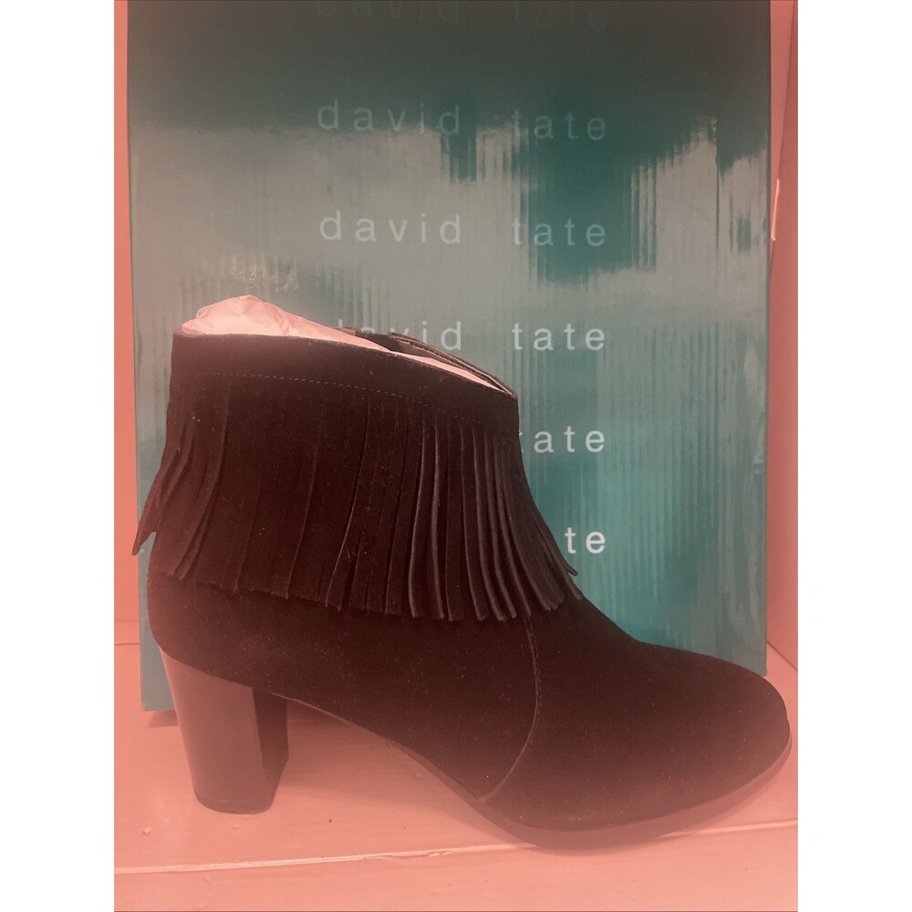 David Tate Womens Misty Black Fashion Boots Size 8 M Fringe New Shoes